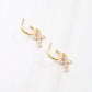 Camellia CZ Cross Hoop Earring Gold