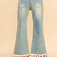 CROCHET TRIM STRAIGHT LEG DENIM JEANS