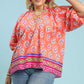 Coral Puff Sleeve Blouse