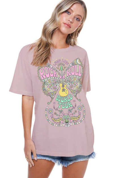 Rock N Roll Butterfly Vintage Graphic Top