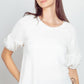 NT11467-Half Puff Sleeve Crinkle Knit Top