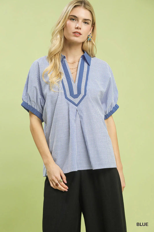 Striped Collar Top