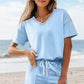 Comfy V Neck Tee & Pockets Shorts Set | S-XL