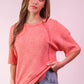 NT12086X-PLUS SIZE Mineral Washed Ribbed Knit Casual Top