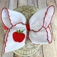 White Apple Embroidered Moonstitch Bow Headband