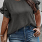 Bright Pink Ruffled Short Sleeve Plus Size Top