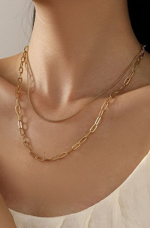 Gold Double Chain Necklace