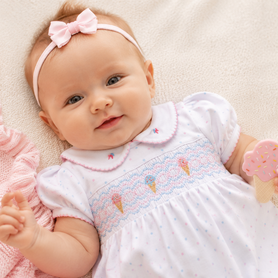 Ice Cream Classics Smocked Collared Bubble