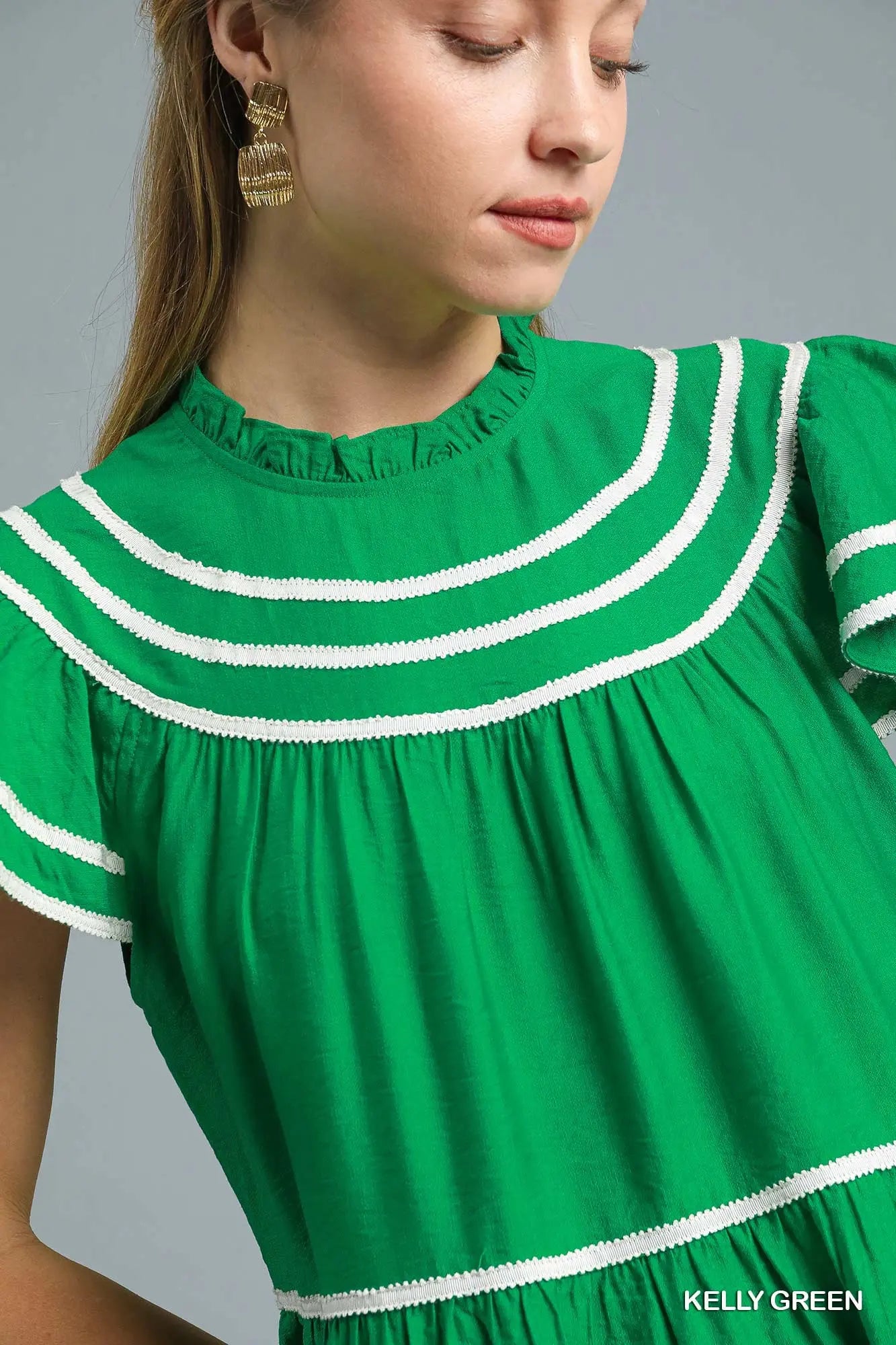 Trim Patterned Dress