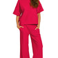 Ribbed Round Neck Pants Set