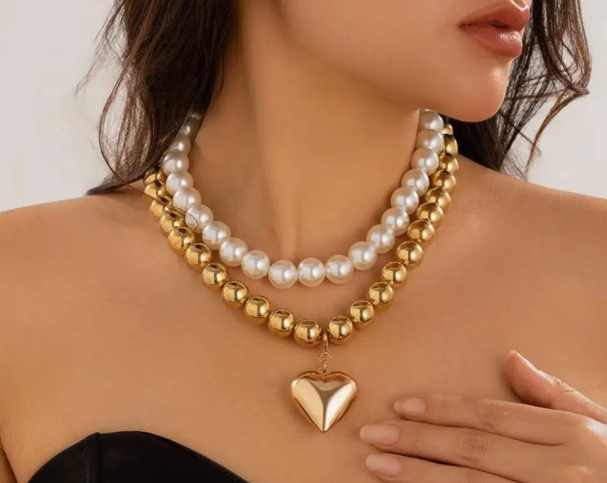 Heart Pearl Necklace
