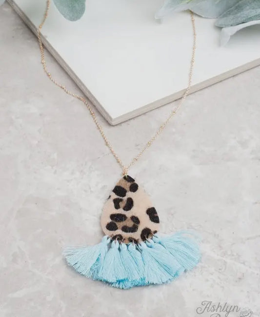 Cheetah and Turquoise Necklace