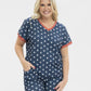 Blue & White Stars V Neck Top