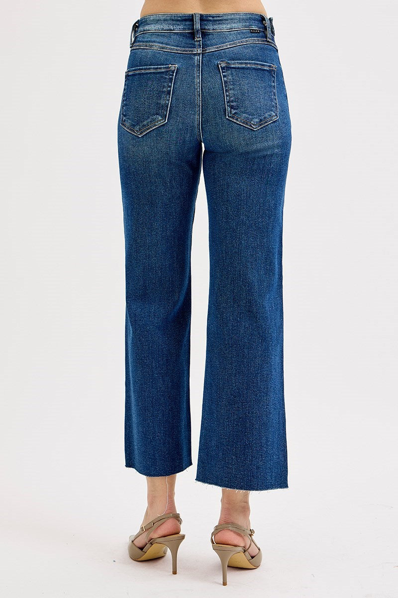Tummy Control Crop Wide Adjustable Waist Band Jeans