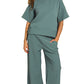 Ribbed Round Neck Pants Set