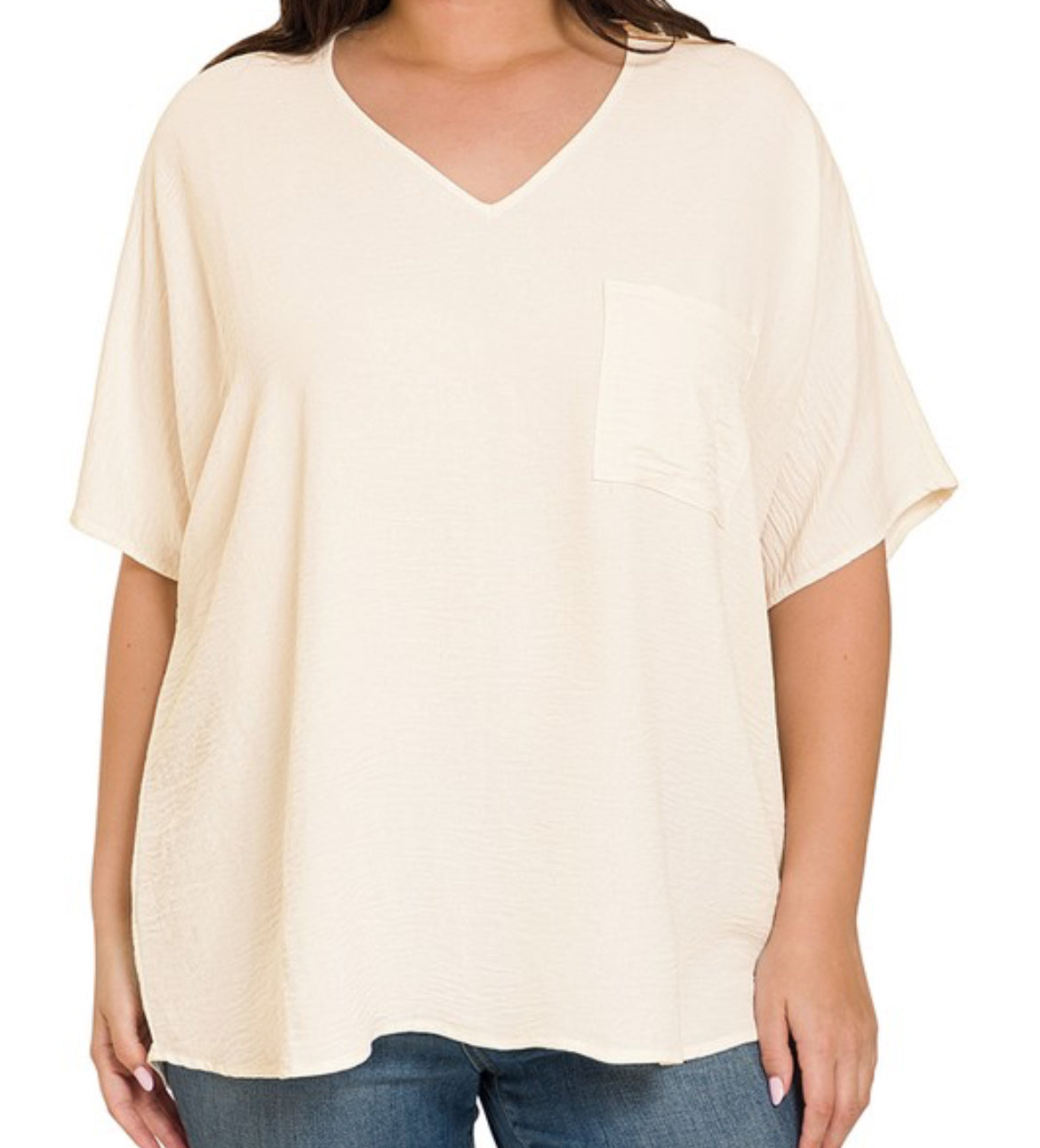 Plus Beige Woven Top