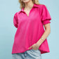 Seersucker Puff Sleeve Blouse