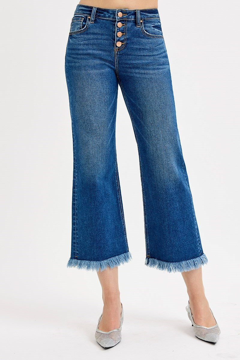 Mid Rise Cropped Flare Jeans