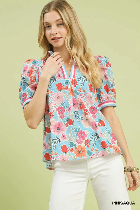 Floral Puff Sleeve Blouse