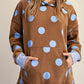 Brown & Blue Polka Dot Pullover Hoodie