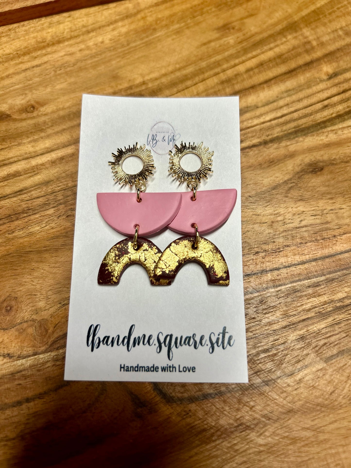 Pink & Maroon/Gold Earrings