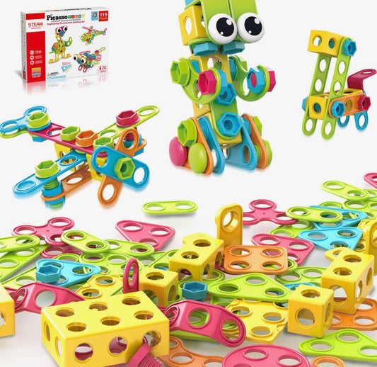 PicassoTiles 115pc Engineering Construction Set