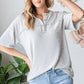 SHORT SLEEVE 2 TONE URBAN RIB BUTTON UP TOP