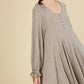 Drawstring Cuff Knit Babydoll Dress LD0804