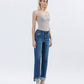 HIGH RISE DARK WASH CUFFED STRAIGHT JEANS