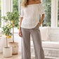 Gingham Casual Ruffled Hem 100%Cotton Cropped Pants