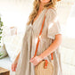 V-Neck Striped 100% Cotton Tiered Woven Dress VD81038
