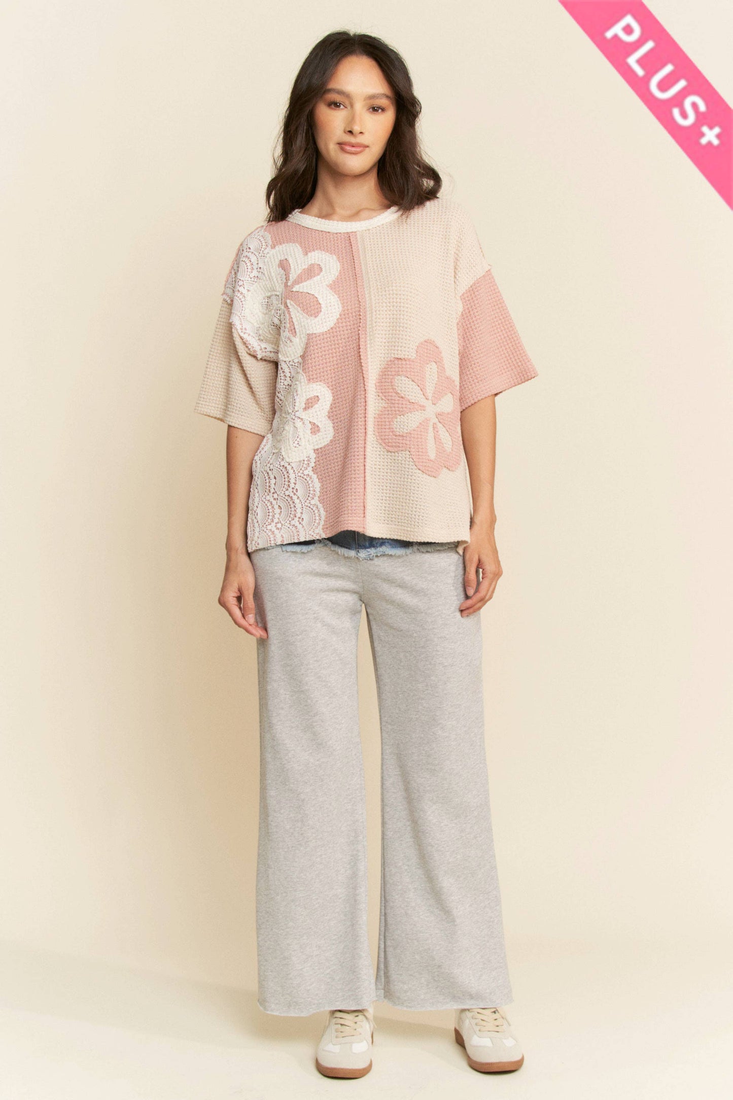 PLUS CASUAL PULLOVER SHORT SLEEVE KNIT TOP