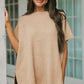 Gray Short Sleeve Side Slit Oversized Sweater