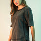 NT12086X-PLUS SIZE Mineral Washed Ribbed Knit Casual Top