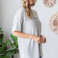 SHORT SLEEVE 2 TONE URBAN RIB BUTTON UP TOP