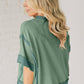 Peach Blossom Half Sleeve Raw Seam High Low Side Split Top