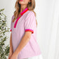 Colorblock Shift Short Sleeve V-neck blouse | S-XL