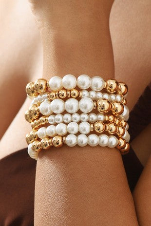 5pc pearl bracelet set