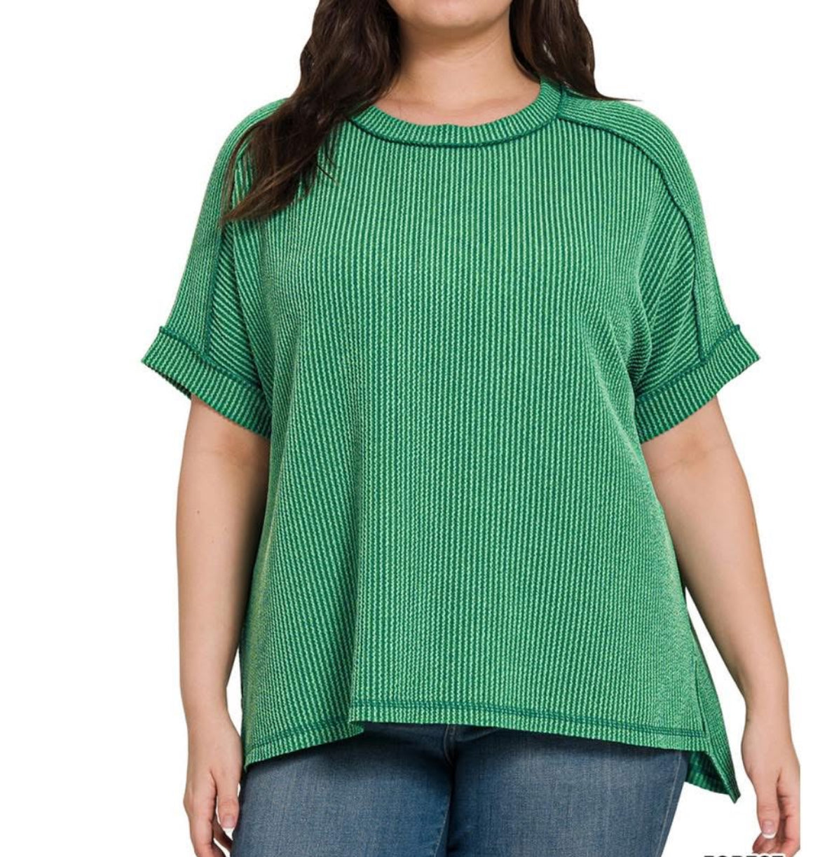Green Ribbed Top