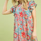 Multicolor Flutter Sleeve Dress