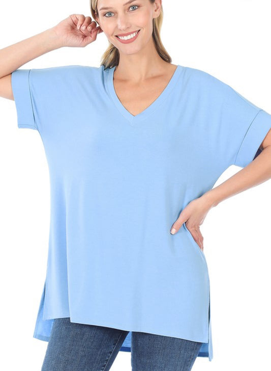 Short Sleeve Hi-Low Hem Top