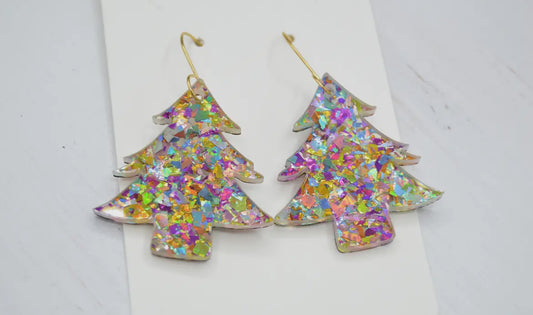 Multi Color Christmas Tree Earrings