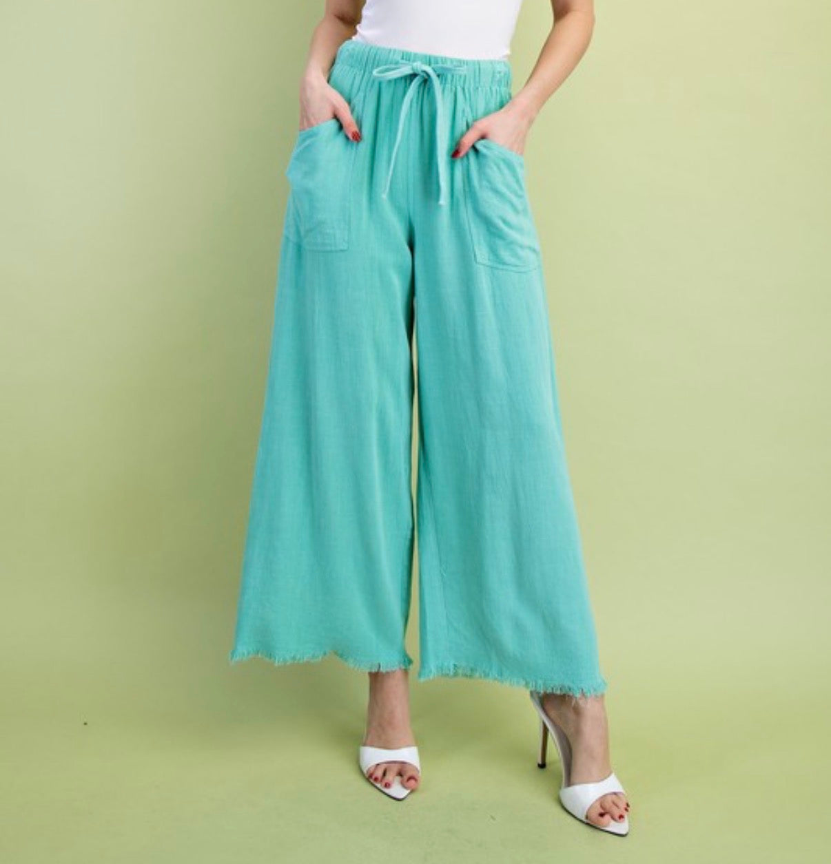 Frayed Cropped Wide Leg Pants