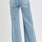 Wide Leg Patch Pocket Jeans