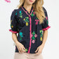 Navy Button Top