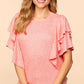 Coral Double Layer Ruffle Top