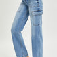 High Rise Cargo Pocket Wide Leg Jean