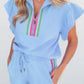 Blue Colorblock Flutter Sleeve Set