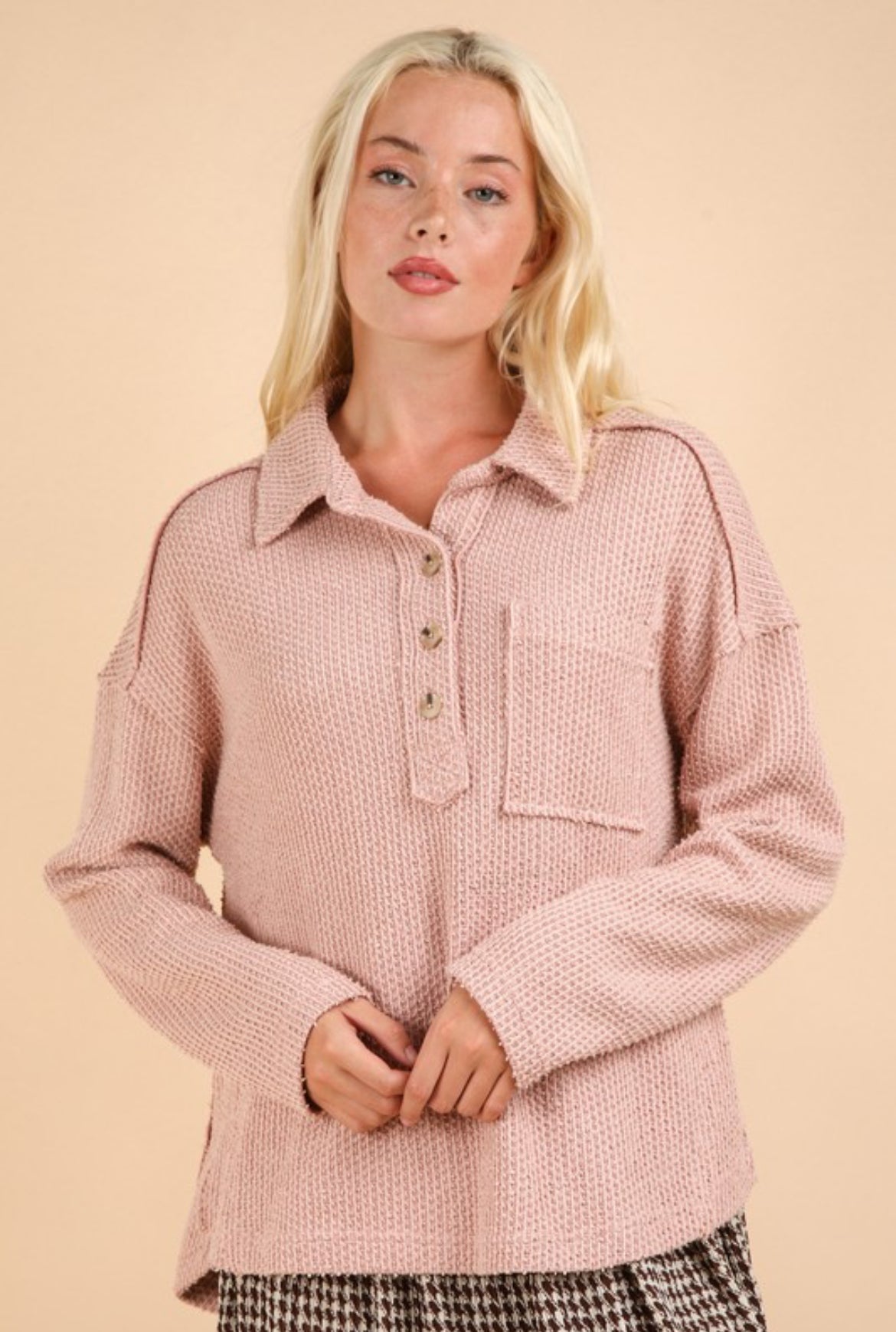 Blush Button Top