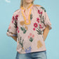 Floral Scallop Trim Collar Top